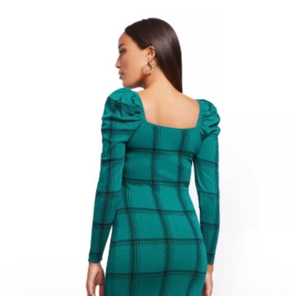 NEW YORK & COMPANY Long Puffy Sleeve Sweater Midi Dress - Picture 2 of 3